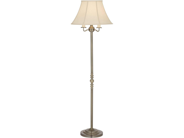 Regency Hill Montebello Traditional Shabby Chic Floor Lamp Standing Pole 59' Tall Antique Brass Gold Metal Off White Bell Shade Candelabra Decor...