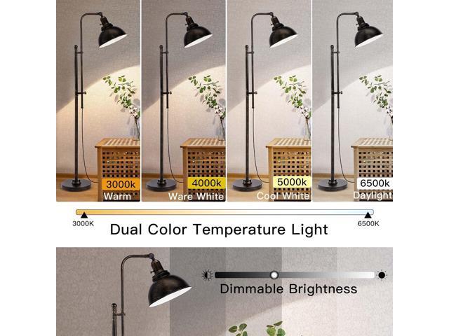 PARTPHONER Industrial Floor Lamp Adjustable, Rustic Farmhouse Reading Lamp in Aged Black Finish, Modern Standing Lamp with Remote Control Metal...
