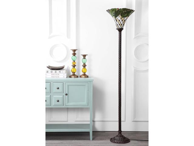 JONATHAN Y JYL8004A Botanical Tiffany-Style 71' Torchiere LED Floor Lamp, Tiffany, Traditional, Art Nouveau Style, Office, Bedroom, Living Room,...