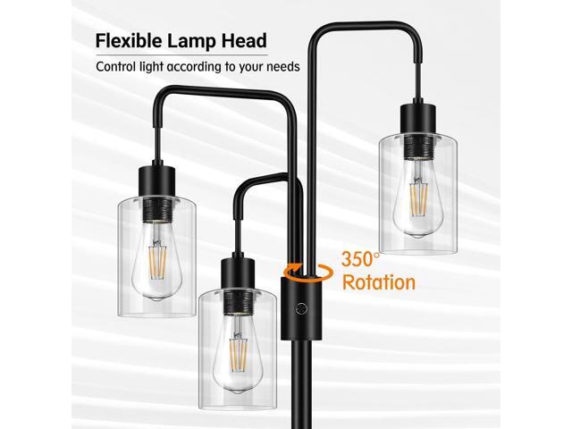 BoostArea Industrial Floor Lamp for Living Room,Glass Lampshade,Modern Stand Up Lamp with 3 Light,Simple Design Floor Lamp for Bedroom, Living...