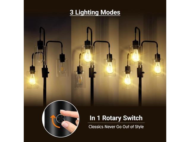 BoostArea Industrial Floor Lamp for Living Room,Glass Lampshade,Modern Stand Up Lamp with 3 Light,Simple Design Floor Lamp for Bedroom, Living...