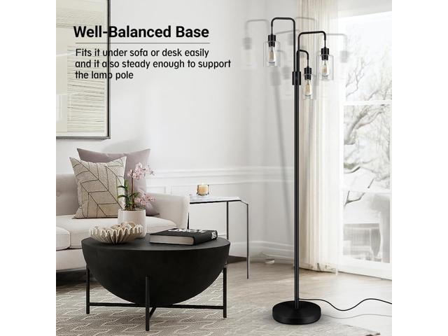 BoostArea Industrial Floor Lamp for Living Room,Glass Lampshade,Modern Stand Up Lamp with 3 Light,Simple Design Floor Lamp for Bedroom, Living...