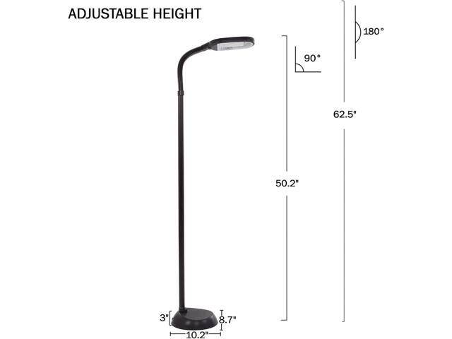 Lavish Home Adjustable Floor Lamp for Bedroom - Full Spectrum Natural Sunlight Lamp for Office with Bendable Neck for Reading Light, Craft,...