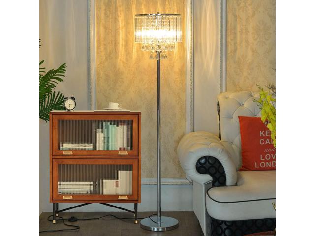 beaysyty Modern Elegance Crystal Floor Lamp, On/Off Foot Switch, Crystal & Glass 3-Lights Standing Light, Reading Corner Lamp for Office Cafe, Den,...