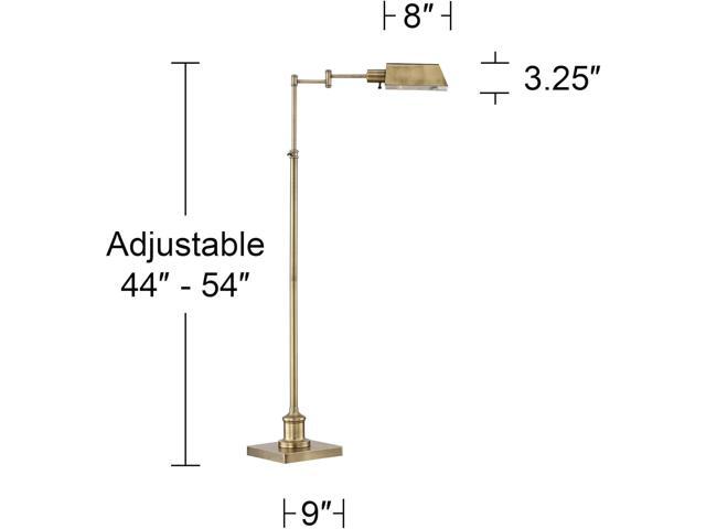 Regency Hill Jenson Traditional Farmhouse Metal Adjustable Pharmacy Floor Lamp Swing Arm 54' Tall Aged Brass Metal Shade Standing Pole Light for...