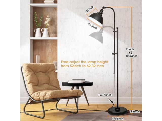 Industrial Floor Lamp, 3 Color Temperature Rustic Floor Lamps in Aged Bronze, Adjustable Height & Head Standing Reading Lamp Farmhouse Lamp