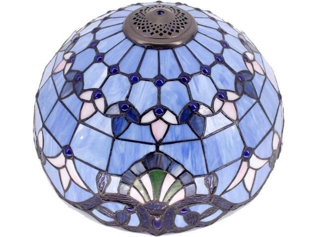 WERFACTORY Tiffany Floor Lamp Blue Purple Baroque Stained Glass Standing Reading Light 16X16X64 Inches Antique Pole Corner Lamp Decor Bedroom...