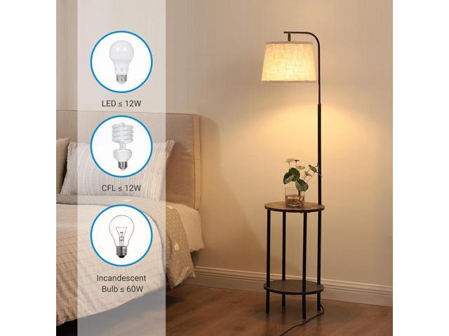 DEWENWILS Floor Lamp with Table Attached, Farmhouse Narrow Nightstand, Wooden End Side Table Floor Lamp, Adjustable Reading Lamp for Bedroom,...