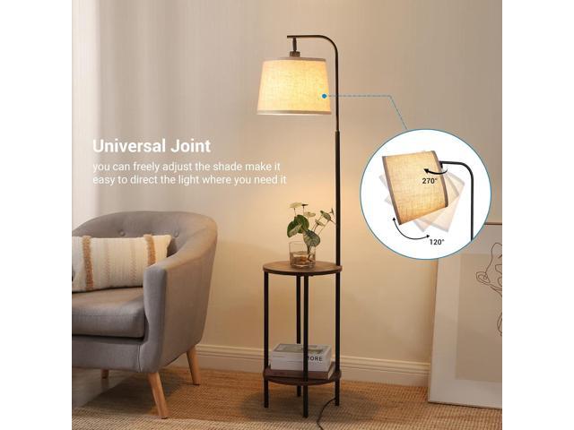 DEWENWILS Floor Lamp with Table Attached, Farmhouse Narrow Nightstand, Wooden End Side Table Floor Lamp, Adjustable Reading Lamp for Bedroom,...