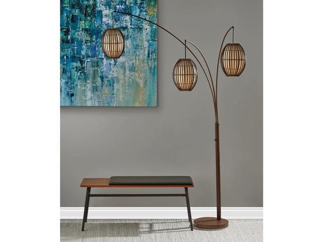 Adesso 4026-26 Maui Arc Lamp, 82 in., 3x60W Incandescent,13 CFL, Antique Bronze, 1 Floor Lamp
