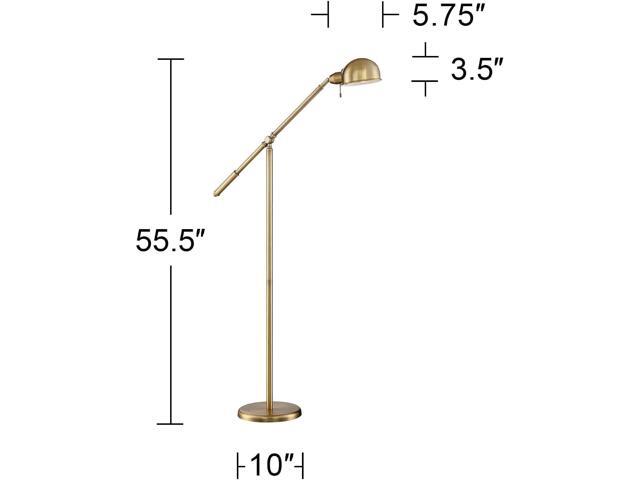 360 Lighting Dawson Traditional Task Pharmacy Light Floor Lamp Standing 55' Tall Antique Brass Metal Adjustable Balance Boom Arm Gold Shade Decor...