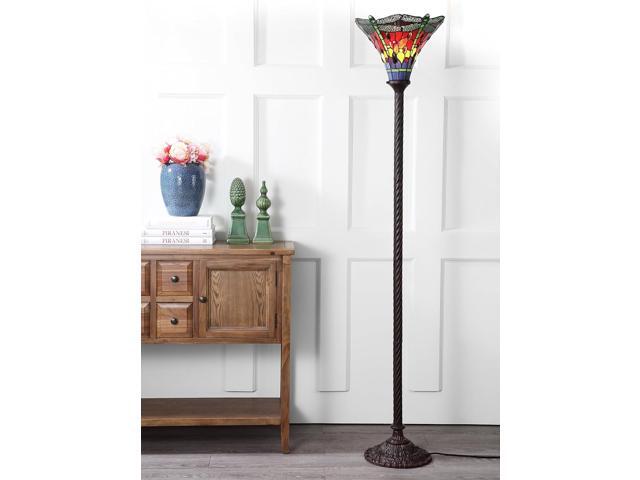 JONATHAN Y JYL8002B Dragonfly Tiffany-Style 71' Torchiere Floor Lamp, Tiffany, Traditional, Art Nouveau Style, Elegant, Office, Living Room, Family...