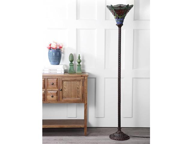 JONATHAN Y JYL8002B Dragonfly Tiffany-Style 71' Torchiere Floor Lamp, Tiffany, Traditional, Art Nouveau Style, Elegant, Office, Living Room, Family...