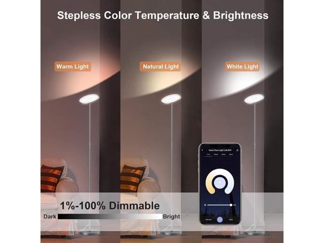 LEPOWER Floor Lamp,Bright LED Floor Lamp with 16 Million Color Choices, Touch Control & Compatible with Alexa, Goolge Home, Smart Control Dimmable...