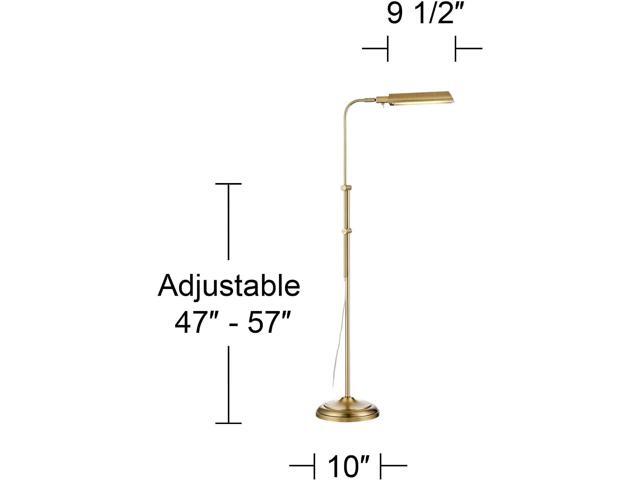 360 Lighting Culver Traditional Pharmacy Floor Lamp Standing LED Adjustable Height Plated 57' Tall Aged Brass Metal Shade Pole Light for Living...