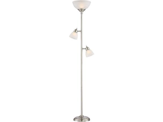 360 Lighting Ellery Modern Tree Torchiere Floor Lamp Standing 3-Light 72' Tall Brushed Nickel Silver Frosted White Glass Shade Decor for Living...