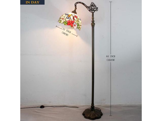 WERFACTORY Tiffany Floor Lamp Hummingbird Amber Stained Glass Arched Lamp 12X18X64 Inches Gooseneck Adjustable Corner Standing Reading Light Decor...