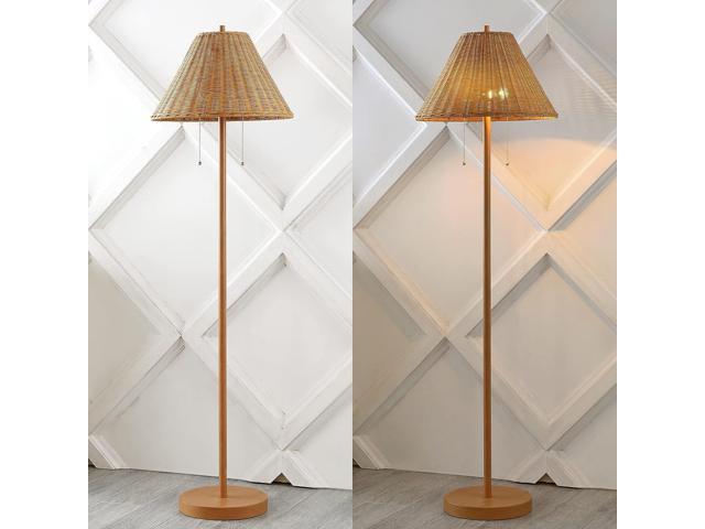 JONATHAN Y JYL3092A Nando 61' 2-Light Coastal Bohemian Iron/Rattan LED Floor Lamp with Pull-Chain Mid-Century, Modern Standing Reading Lamp LED...