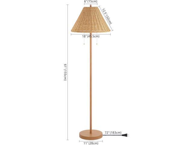 JONATHAN Y JYL3092A Nando 61' 2-Light Coastal Bohemian Iron/Rattan LED Floor Lamp with Pull-Chain Mid-Century, Modern Standing Reading Lamp LED...