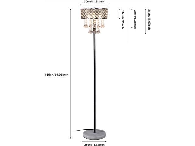 Hsyile KU300256 Mini European Crystal Floor Lamp for Living Room,Bedroom,Office,Chrome Finish,3 Lights