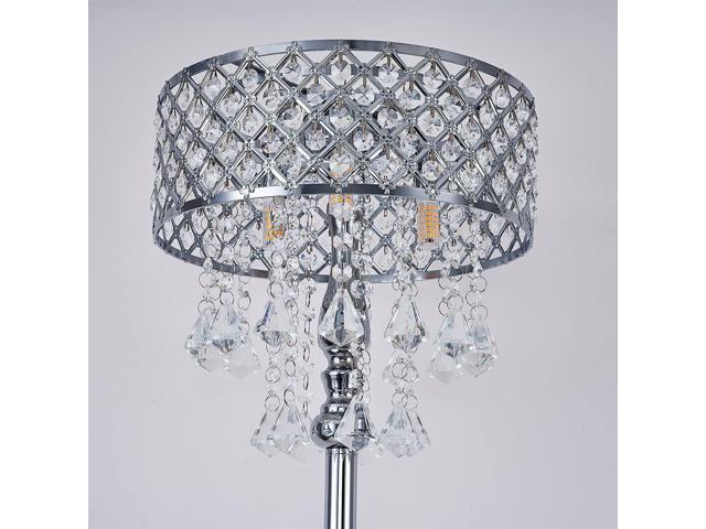 Hsyile KU300256 Mini European Crystal Floor Lamp for Living Room,Bedroom,Office,Chrome Finish,3 Lights