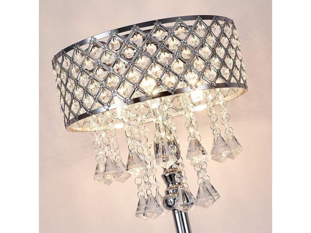 Hsyile KU300256 Mini European Crystal Floor Lamp for Living Room,Bedroom,Office,Chrome Finish,3 Lights