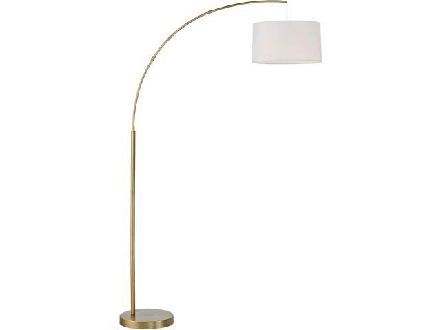 360 Lighting Cora Modern Mid Century Arc Floor Lamp Standing 72' Tall Classic Brass Gold White Linen Drum Shade Decor for Living Room Reading...