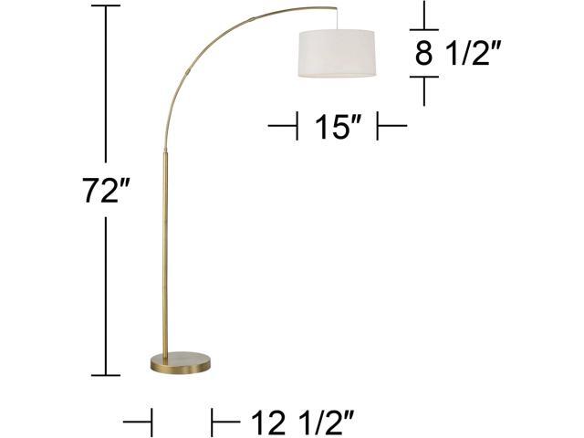 360 Lighting Cora Modern Mid Century Arc Floor Lamp Standing 72' Tall Classic Brass Gold White Linen Drum Shade Decor for Living Room Reading...