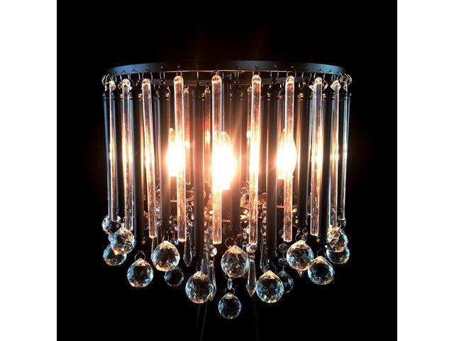 Hsyile Lighting KU300168 Unique Romance Crystal Tripod Floor Lamp Black Suitable for Bedroom,Living Room,Coffee Shop,4 Lights