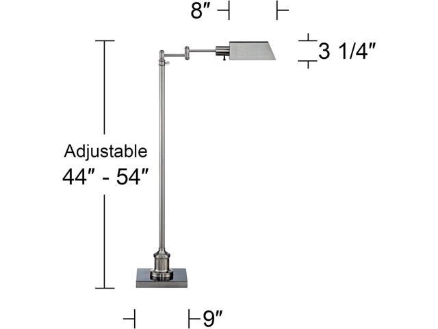 Regency Hill Jenson Traditional Adjustable Pharmacy Light Floor Lamp Swing Arm Standing Base 54' Tall Brushed Nickel Silver Metal for Living Room...