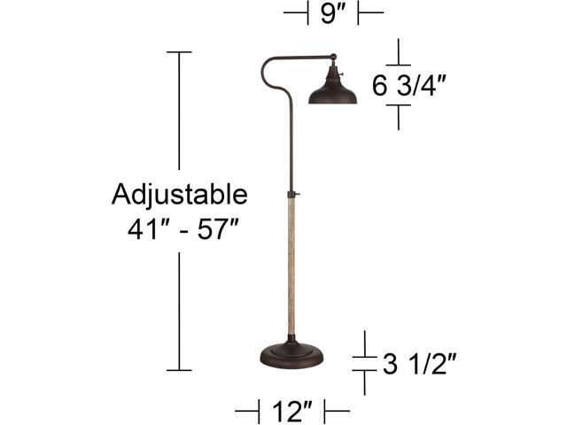 Franklin Iron Works Ferris Industrial Rustic Farmhouse Adjustable Pharmacy Floor Lamp Downbridge 57' Tall Bronze Faux Wood Grain Metal Brown Shade...