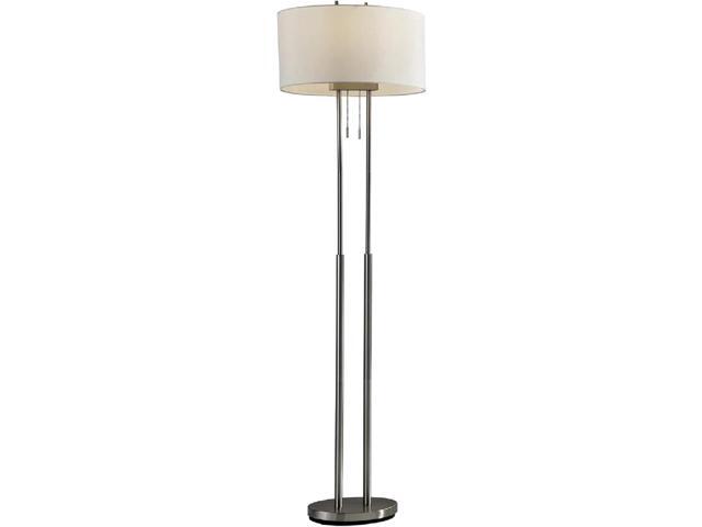 Adesso 4016-22 Duet 62' Floor Lamp, Satin Steel, Smart Outlet Compatible