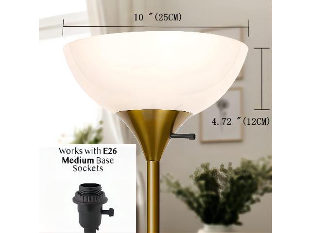 Floor Lamp Shade 2 Pack Torchiere Lamp Shades Replacement, 10 inch Diameter, 1.65 inch Fitter, Plastic Bowl White Lamp Shades for Floor Lamps Upright