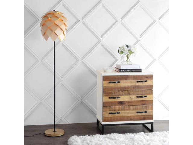 JONATHAN Y JYL6124A Simon 63' Pinecone Wood/Metal LED Floor Lamp, Contemporary, Modern, Organic, Office, Bedroom, Living Room, Family Room, Dining...