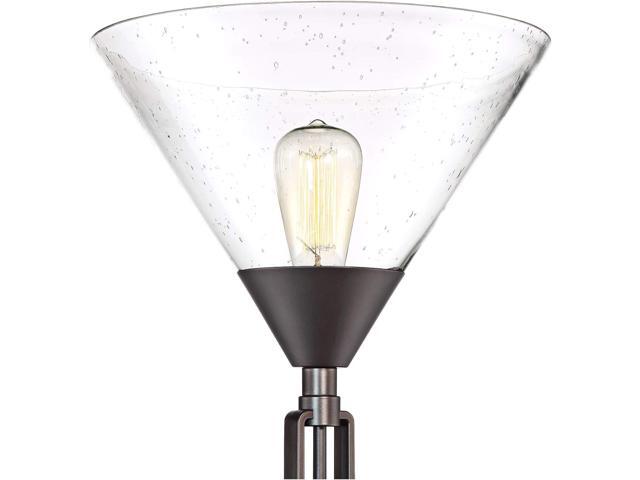 Franklin Iron Works Warwick Industrial Torchiere Tree Floor Lamp LED 3-Light Edison 71.5' Tall Tiger Bronze Metal Clear Seedy Glass Shade for...