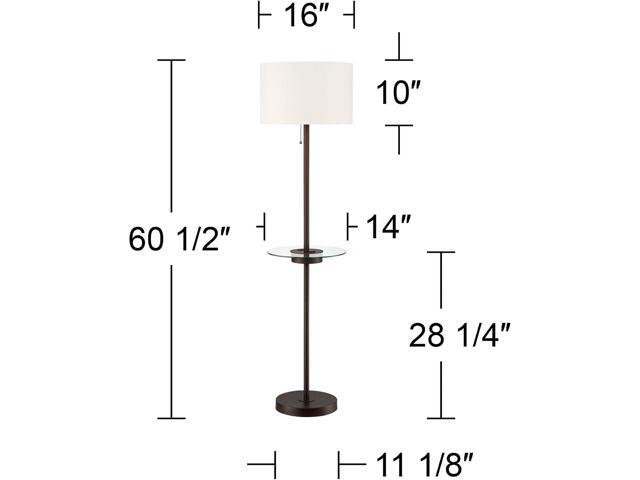 360 Lighting Caper Modern Floor Lamp with Tray Table USB and AC Power Outlet in Base 60.5' Tall Bronze Metal Off White Fabric Drum Shade for Living...