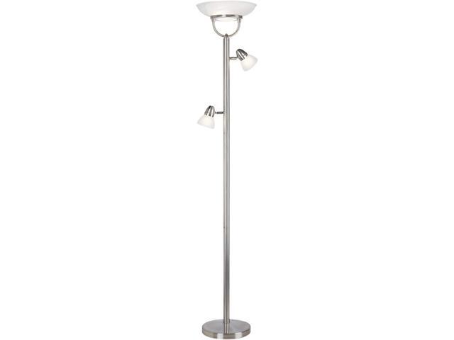 360 Lighting 3-in-1 Design Modern Torchiere Floor Lamp Dimmable Tree 3-Light 70' Tall Brushed Nickel Pole White Glass Shades for Living Room...