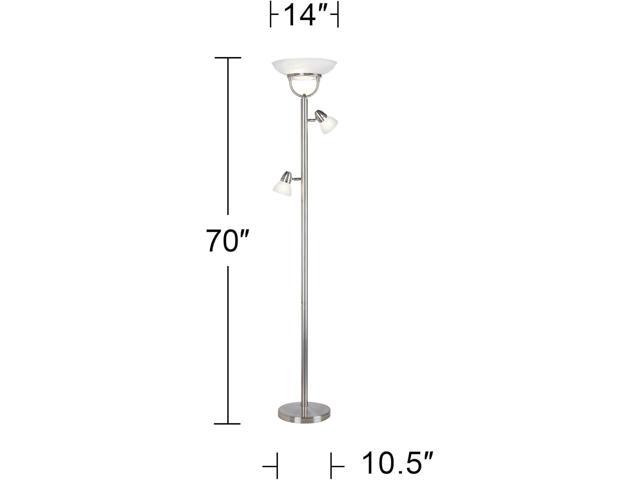360 Lighting 3-in-1 Design Modern Torchiere Floor Lamp Dimmable Tree 3-Light 70' Tall Brushed Nickel Pole White Glass Shades for Living Room...