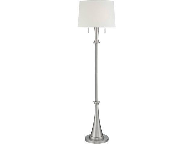 360 Lighting Karl Modern Industrial Floor Lamp Standing 63.75' Tall Brushed Nickel Silver Classic Metal White Tapered Drum Shade Decor for Living...