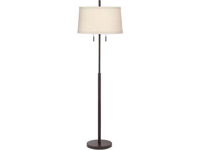 Possini Euro Design Nayla Modern Floor Lamp Standing 62.5' Tall Bronze Steel Slender Column Off White Fabric Tapered Drum Shade Decor for Living...