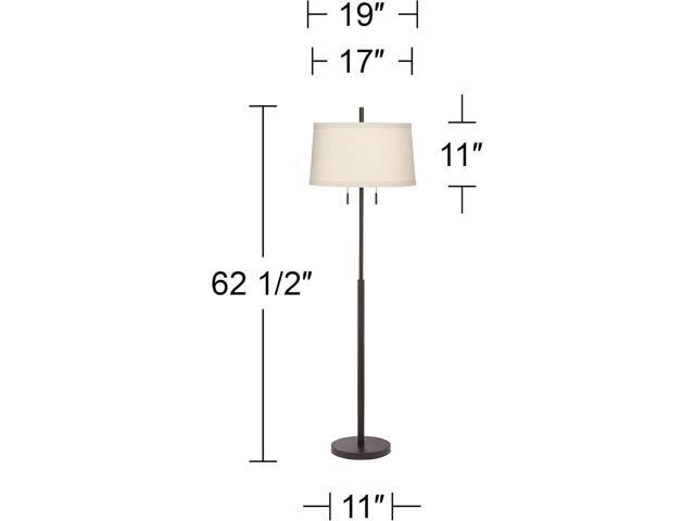 Possini Euro Design Nayla Modern Floor Lamp Standing 62.5' Tall Bronze Steel Slender Column Off White Fabric Tapered Drum Shade Decor for Living...