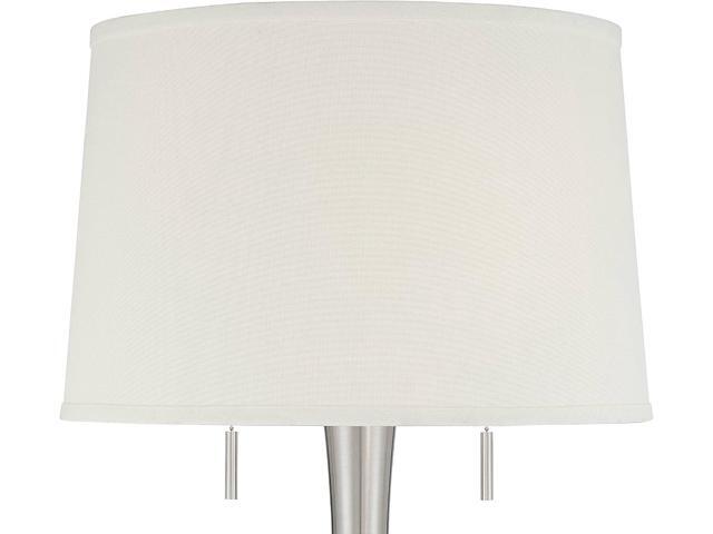360 Lighting Karl Modern Industrial Floor Lamp Standing 63.75' Tall Brushed Nickel Silver Classic Metal White Tapered Drum Shade Decor for Living...