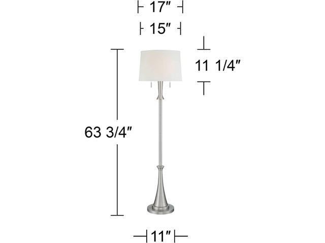 360 Lighting Karl Modern Industrial Floor Lamp Standing 63.75' Tall Brushed Nickel Silver Classic Metal White Tapered Drum Shade Decor for Living...