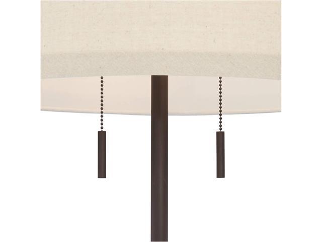 Possini Euro Design Nayla Modern Floor Lamp Standing 62.5' Tall Bronze Steel Slender Column Off White Fabric Tapered Drum Shade Decor for Living...
