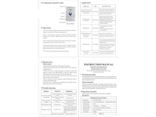 Ozone Generator Air Purifier Ozone Output 600mg/h