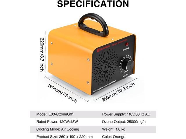 ELIXRION Ozone Generator, 25000mg/h Capacity Ionizer Professional O3 Air Ozone Machine for Odors, for Home, Kitchen, Cars, Office, Basement, Pets,...