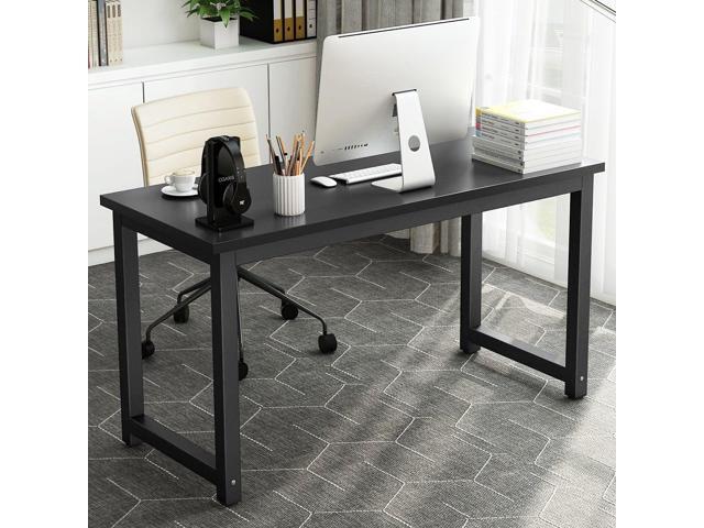 Tribesigns Computer Desk, 55 inch Large Office Desk Computer Table Study Writing Desk for Home Office, Black + Black Leg