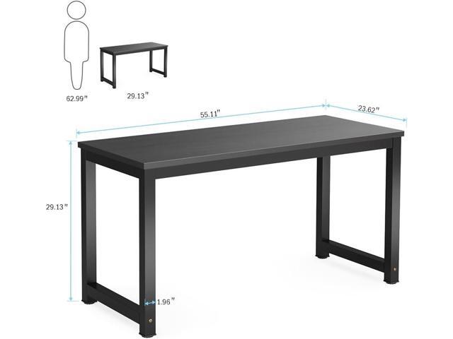 Tribesigns Computer Desk, 55 inch Large Office Desk Computer Table Study Writing Desk for Home Office, Black + Black Leg