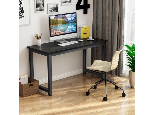 Tribesigns Computer Desk, 55 inch Large Office Desk Computer Table Study Writing Desk for Home Office, Black + Black Leg