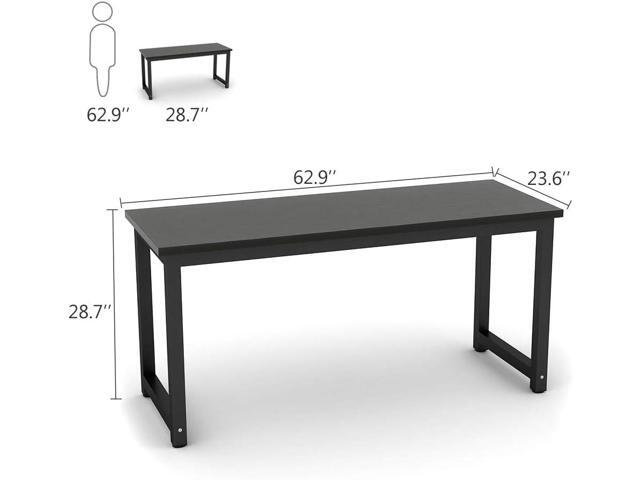 Tribesigns Modern Computer Desk, 63 inch Large Office Desk Computer Table Study Writing Desk Workstation for Home Office, Black Metal Frame